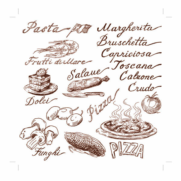 600x600 Line Drawing Food And Kitchen Utensils Vector Free, Drawings