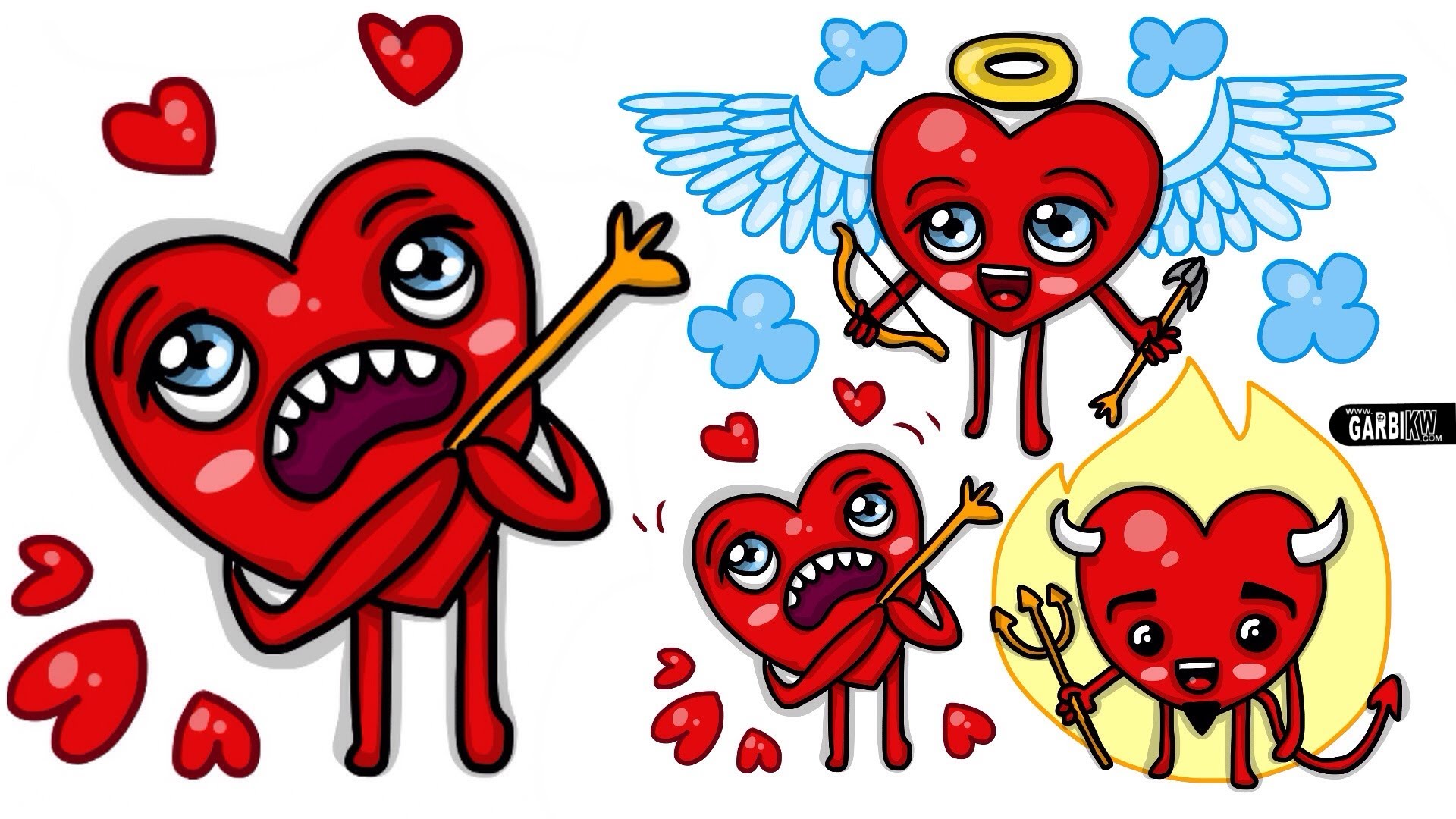 1920x1080 How To Draw A Cupid Heart And A Demon Heart Designs