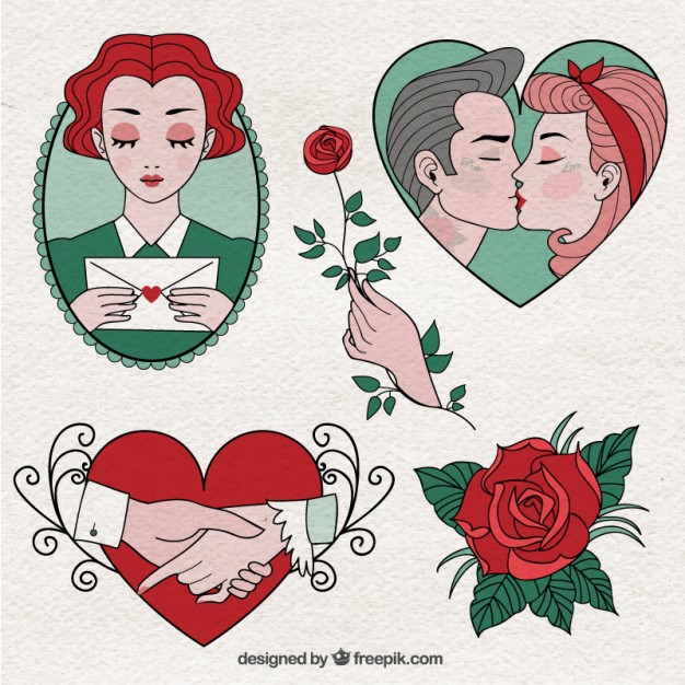 626x626 Hand Drawn And Beautiful Valentine Day Drawings Vector Free Download