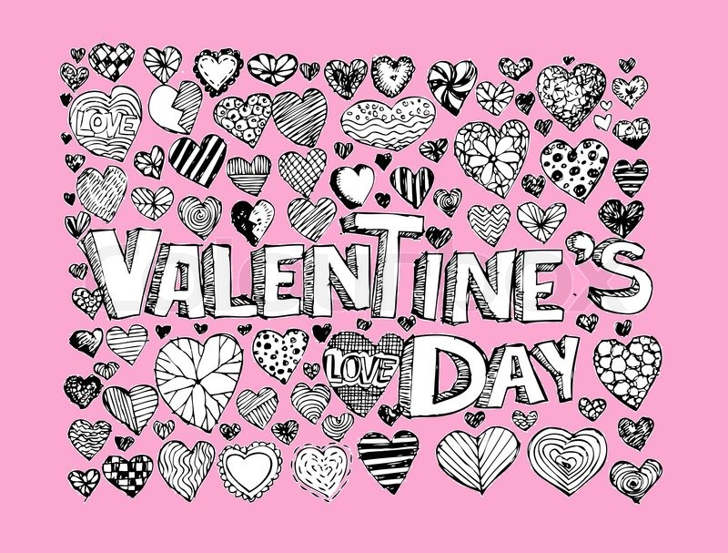 800x607 Heart Drawing And Valentines Day Stock Vector Colourbox