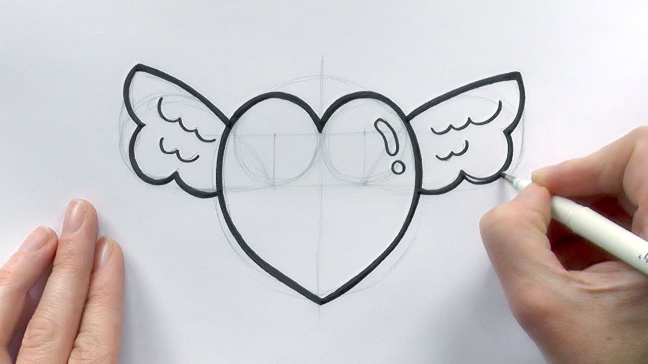 1280x720 Love Pics Drawing Easy How To Draw A Cartoon Love Heart With Wings