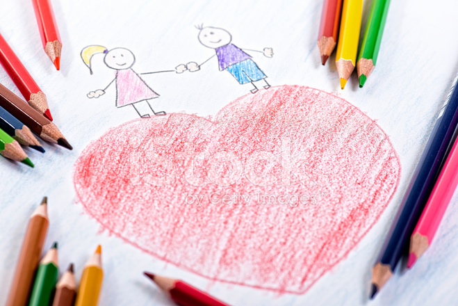 659x440 Kids Drawing Of Valentine's Day Stock Photos