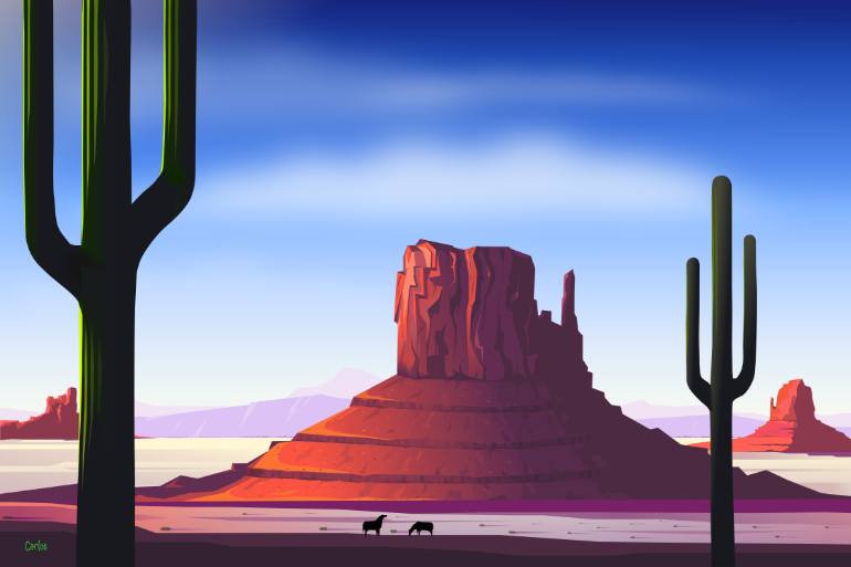 770x513 Saatchi Art Monument Valley Drawing By Tom Carlos