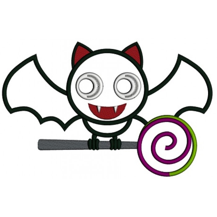 700x700 Vampire Bat Sitting On A Lollipop Halloween Applique Machine