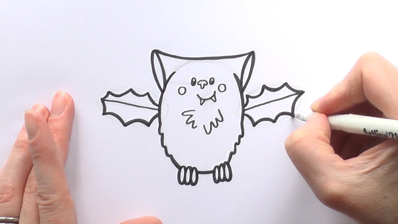 1280x720 How To Draw A Cartoon Vampire Bat For Halloween