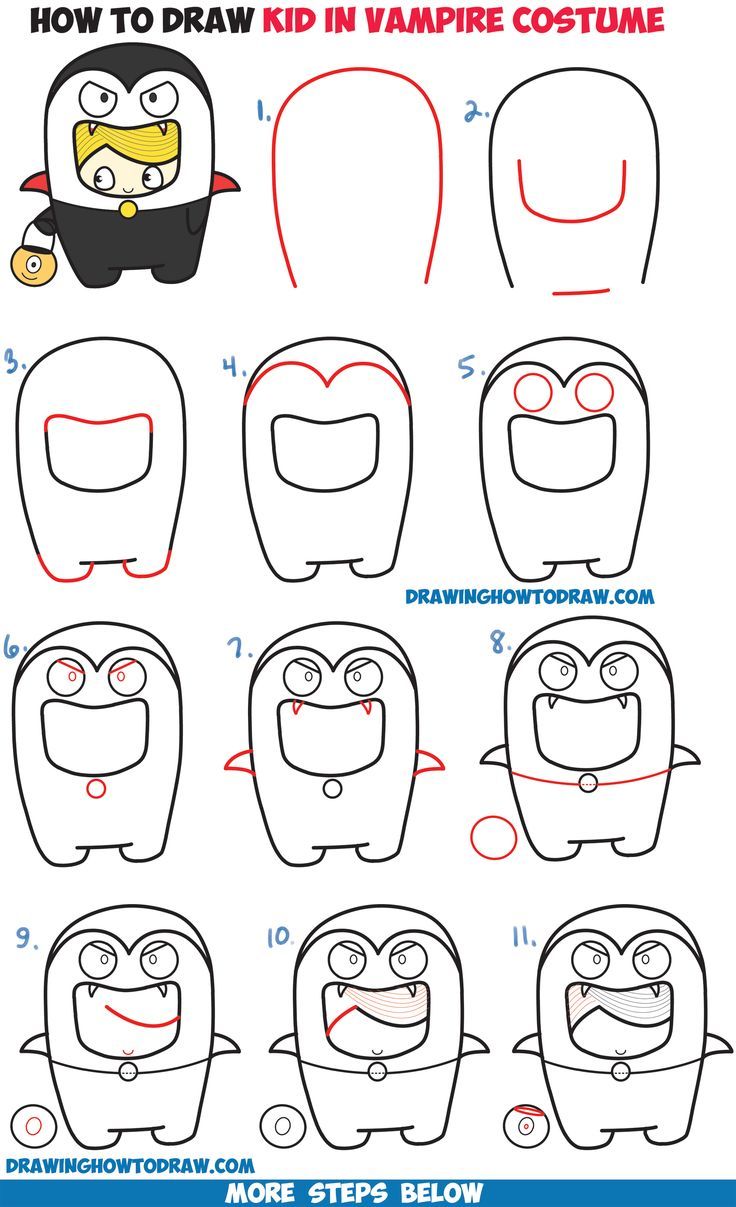 736x1207 Learn How To Draw A Kid In A Halloween Vampire Costume (Cute