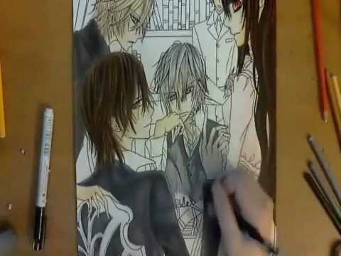 480x360 Speed Drawing Kaname, Zero, Yuki, Aido And Takuma From Vampire