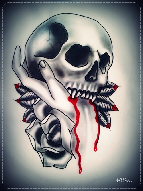 500x667 Drawing Of Vampire Skulls