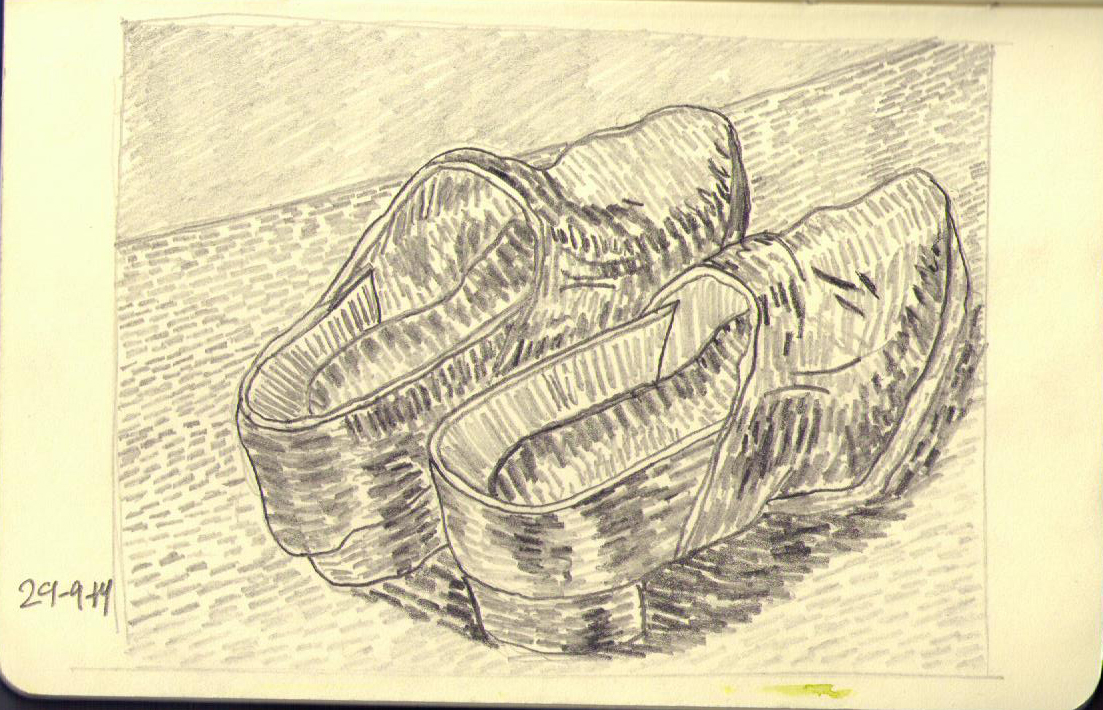 1103x710 A Pair Of Leather Clogs After Van Gogh ( Drawing 36 ) One