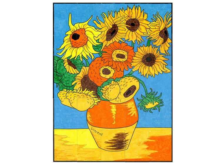 748x554 Van Gogh Sunflower Mural