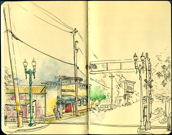 600x474 Urban Sketchers S.f. Bay Area North Street Looking East, Healdsburg