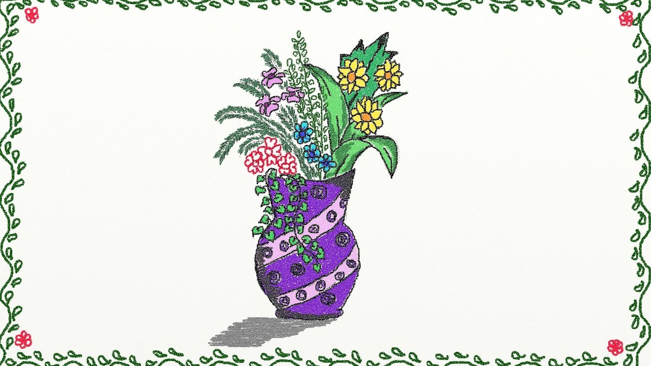 1280x720 Drawing A Simple Flower Vase How To Draw A Flower Vase Drawing