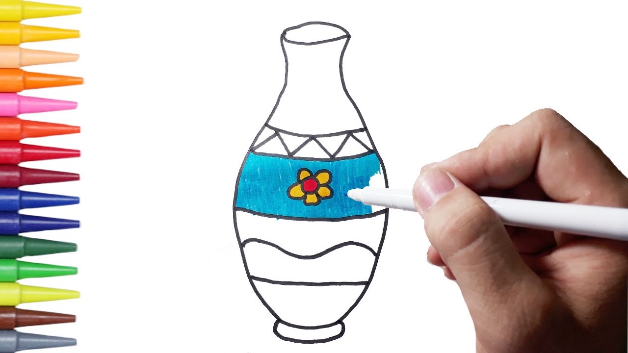 1280x720 How To Draw Flower Vase Amp Coloring Pages For Kids