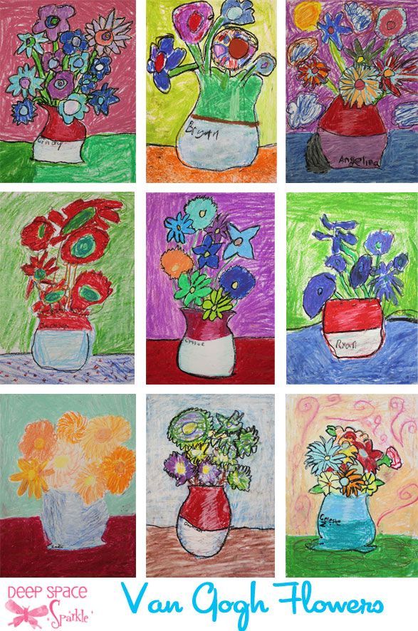 587x886 Van Gogh Sunflower Art Lesson In Oil Pastel And Tempera Paint