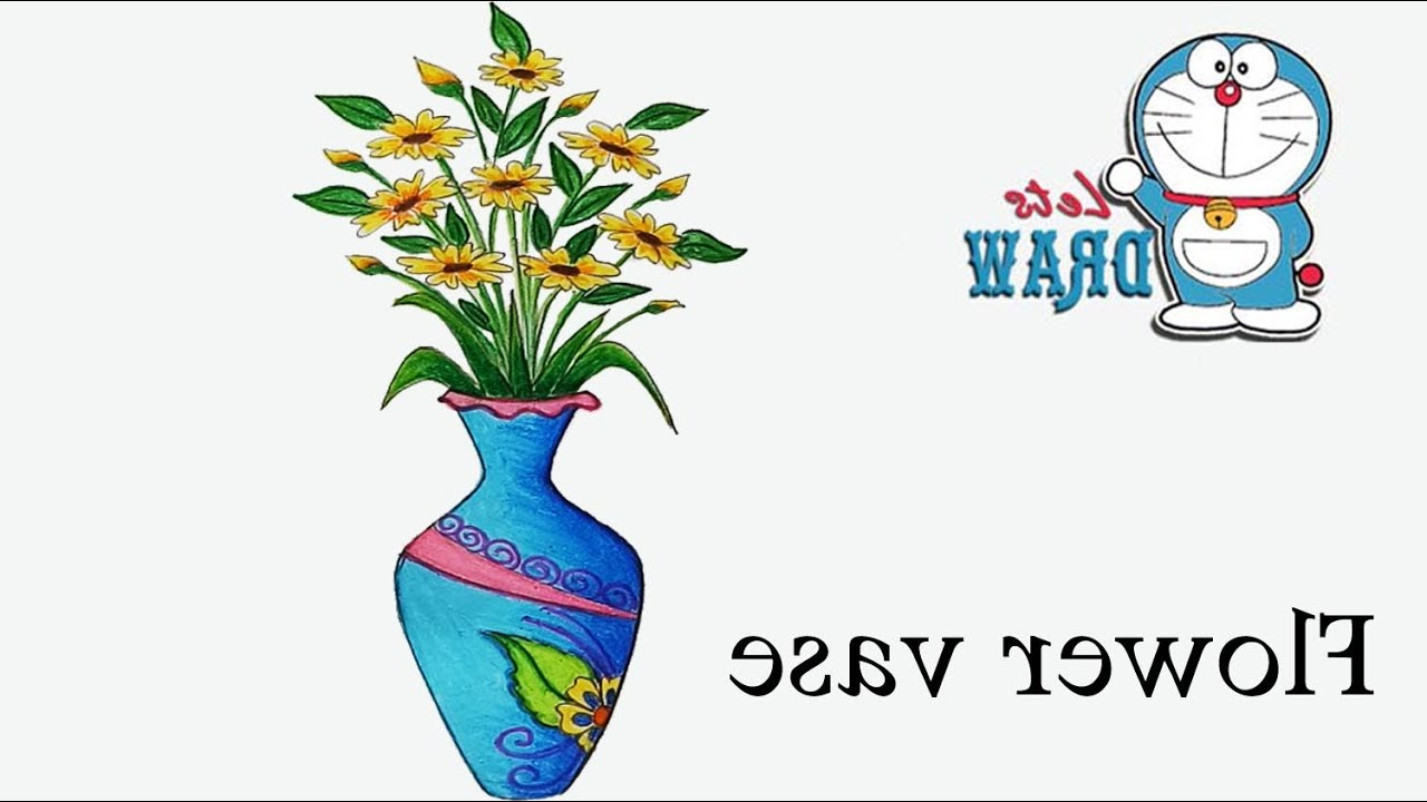 1280x720 Flower Vase With Flower Drawing How To Draw Flower Vase Step By