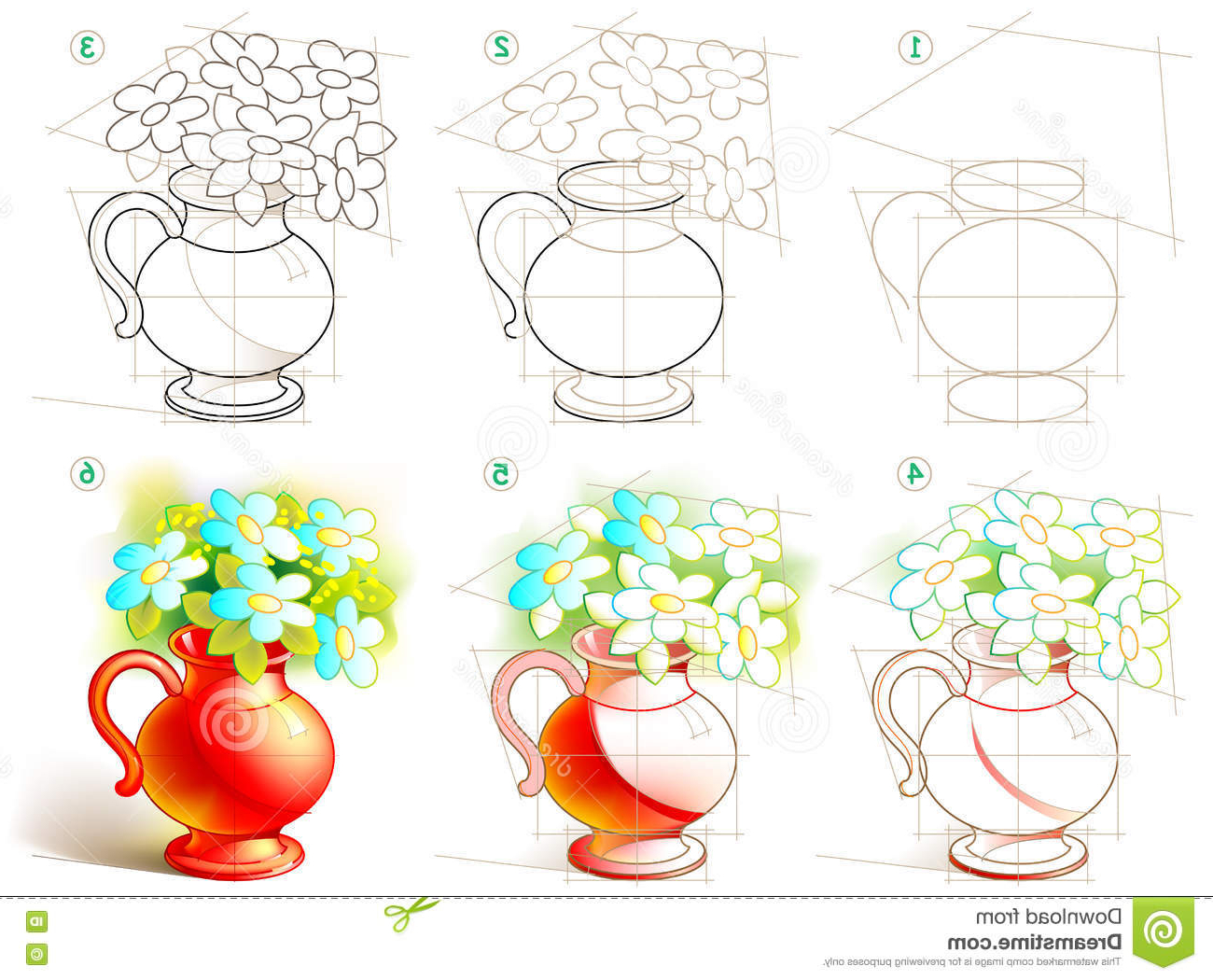 1300x1050 Beautiful Flower Vase With Flowers Drawing Page Shows How To Learn