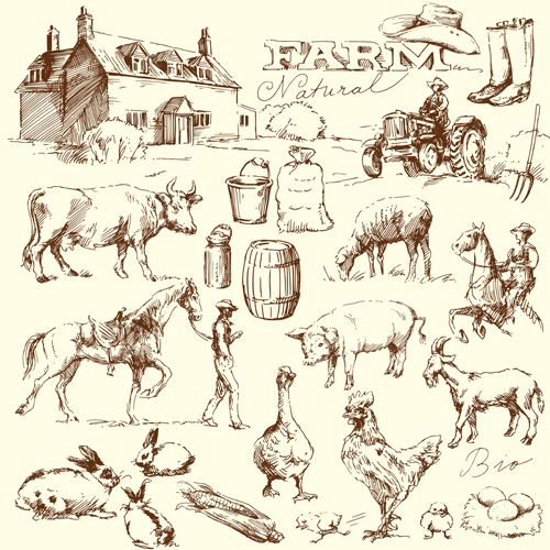500x500 Hand Drawn Agriculture With Farm Vectors 04
