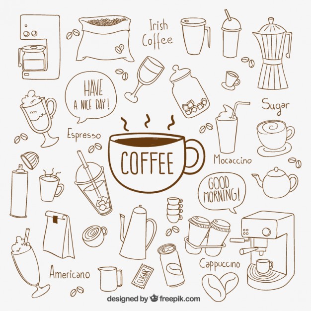 626x626 Hand Drawn Coffee Elements Vector Free Download