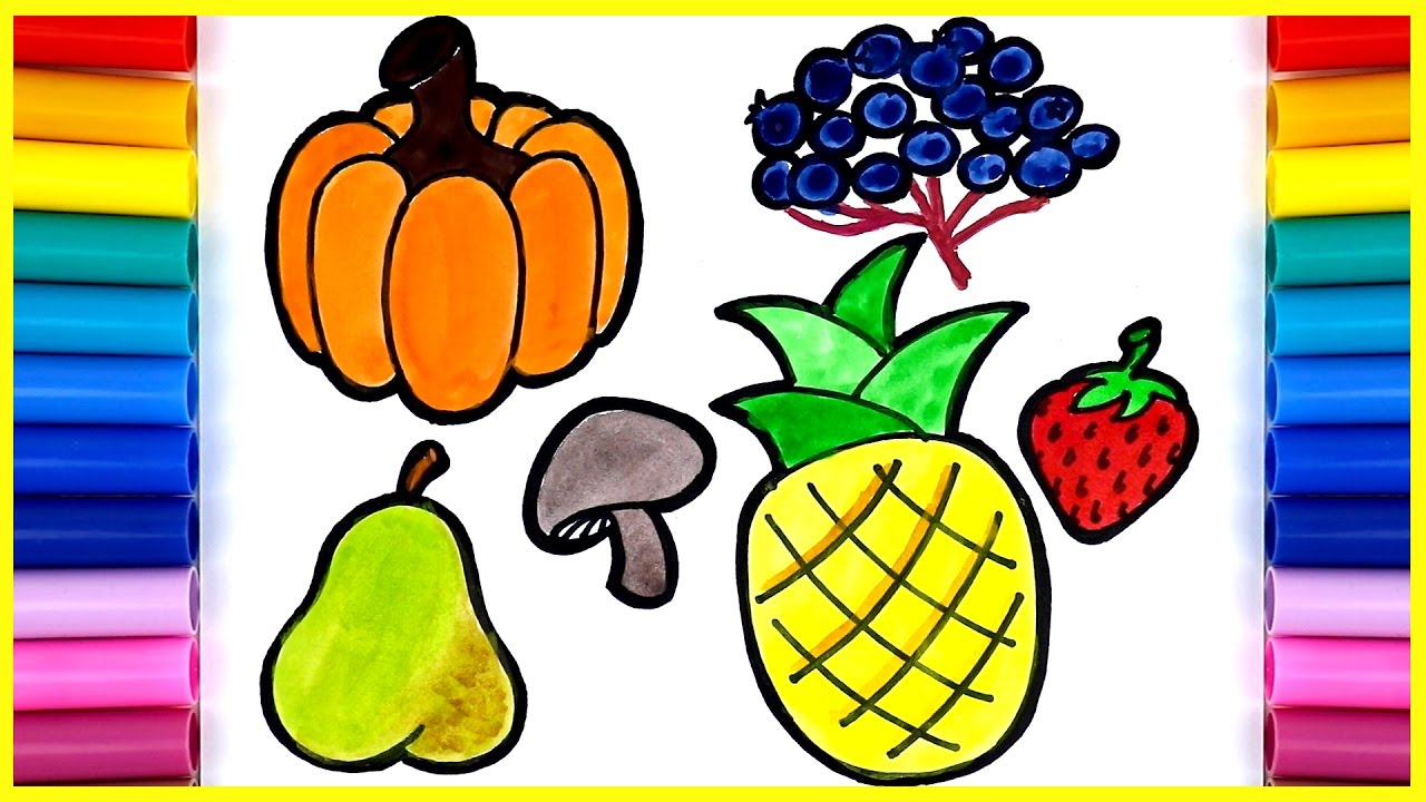 1280x720 Easy Drawing For Kids How To Draw Fruits Amp Vegetables Pumpkin