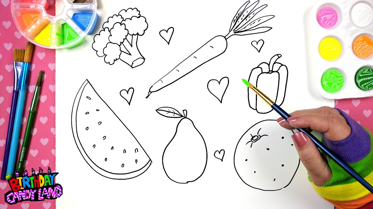 1280x720 Drawing For Kids Fruits And Vegetables Drawing Pages