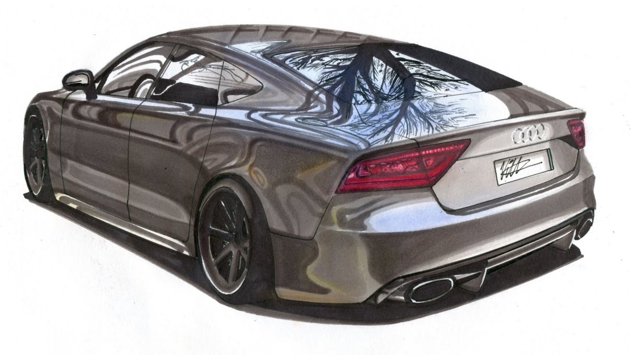 1280x720 Realistic Car Drawing