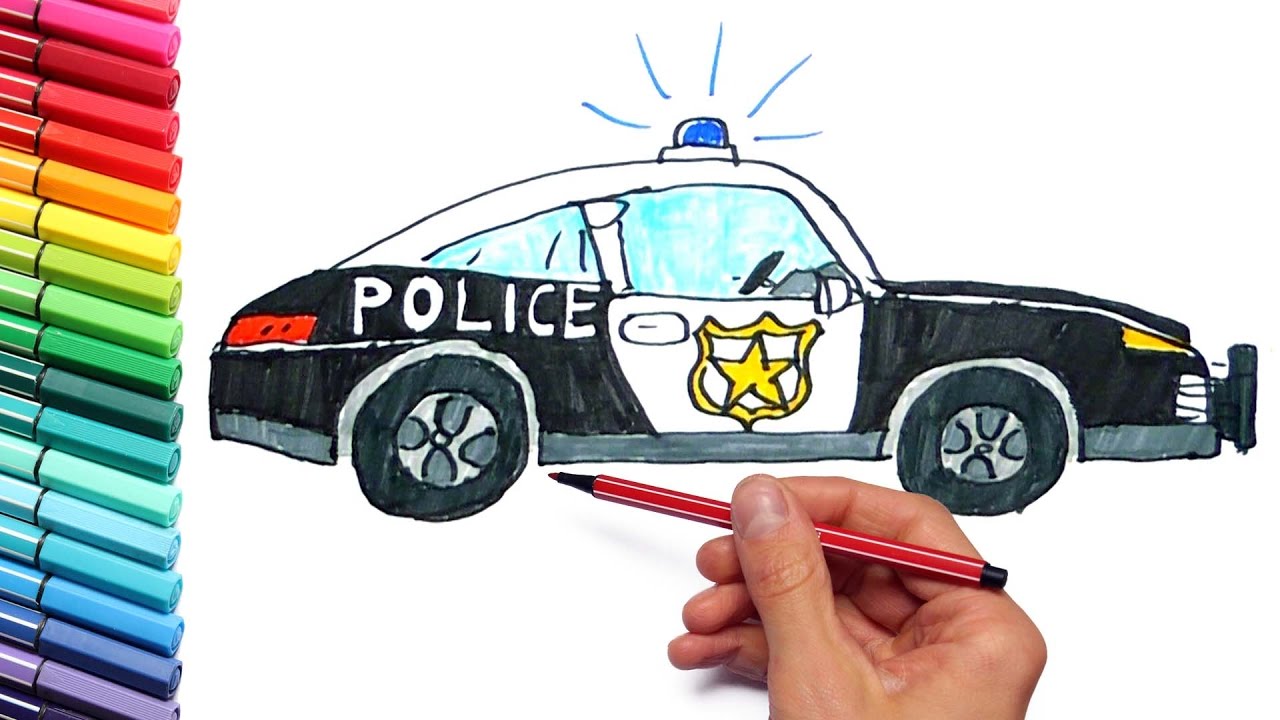 1280x720 How To Draw And Paint Police Car For Children