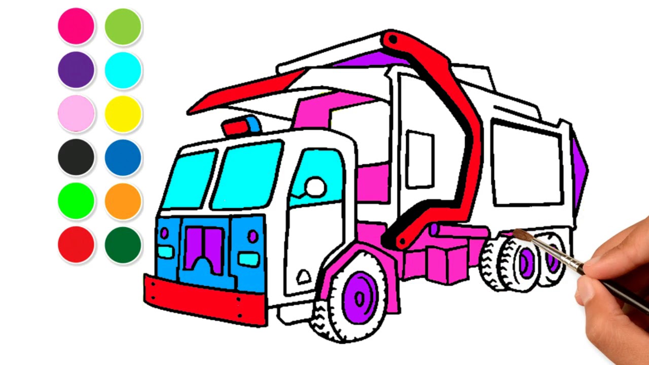 1280x720 How To Draw Garbage Truck Street Vehicles Drawing And Learn