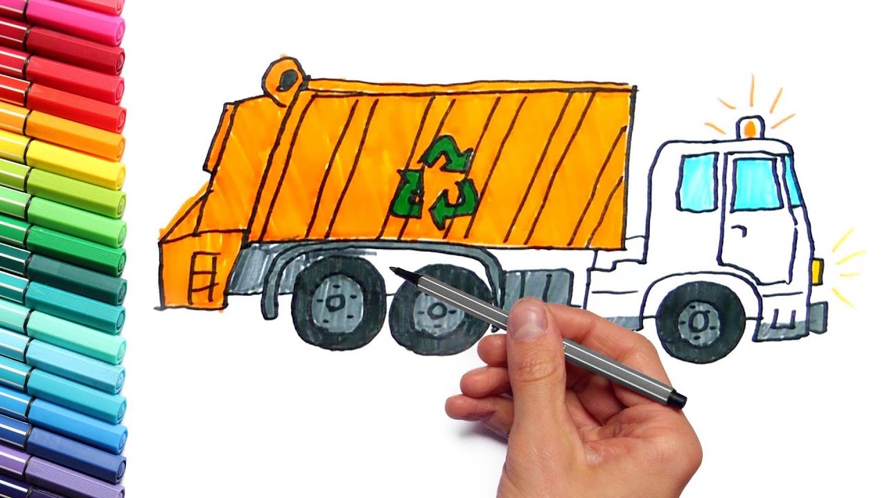 1280x720 How To Draw And Color A Garbage Truck
