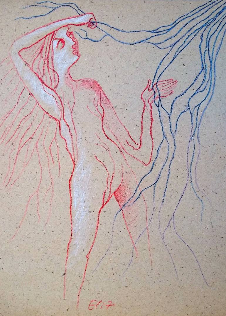770x1077 Saatchi Art Battle Of Arteries With Veins Drawing By Elisheva Nesis