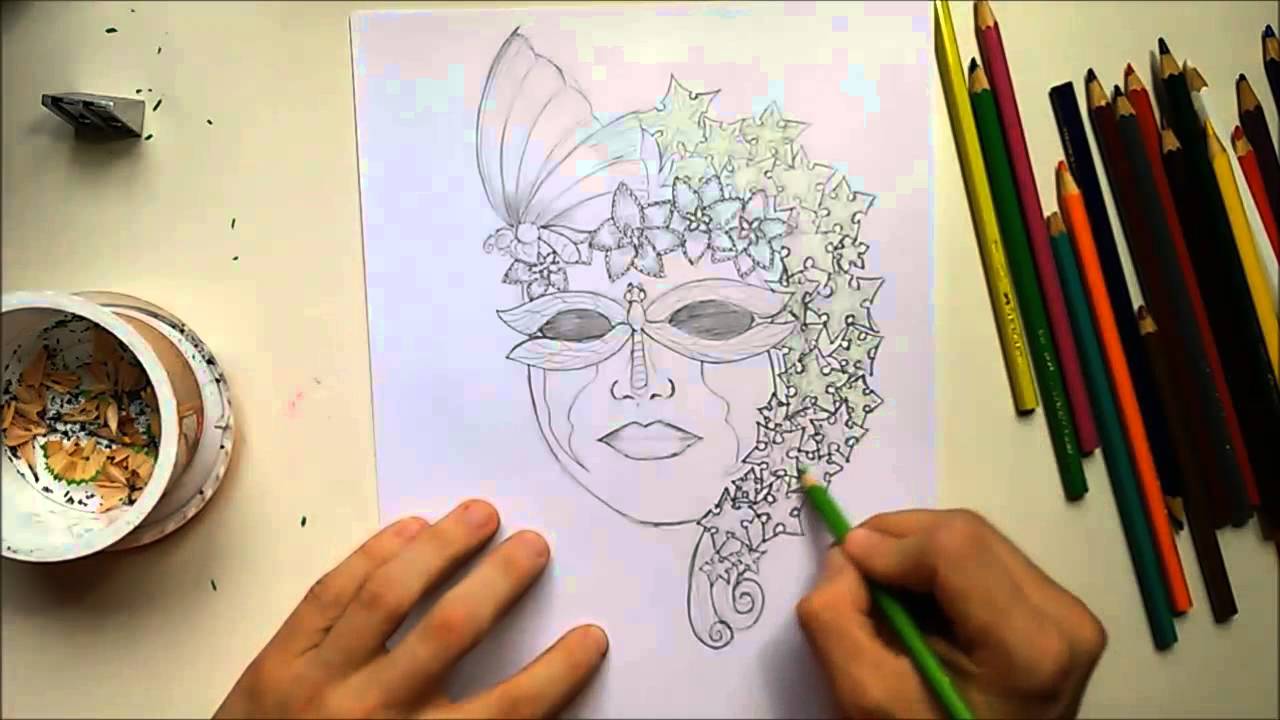 1280x720 Speed Drawing Of A Venetian Mask
