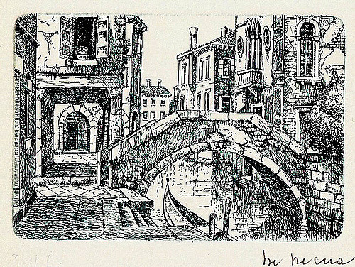 500x376 Drawing Of A Bridge In Venice Found In A Box
