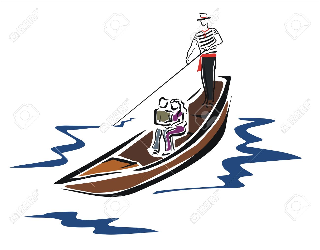 1300x1013 Drawing Of A Gondola In Venice With Couple Royalty Free Cliparts