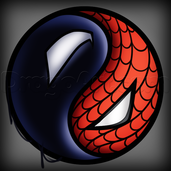 681x680 How To Draw A Spiderman And Venom Yin Yang, Step By Step, Marvel