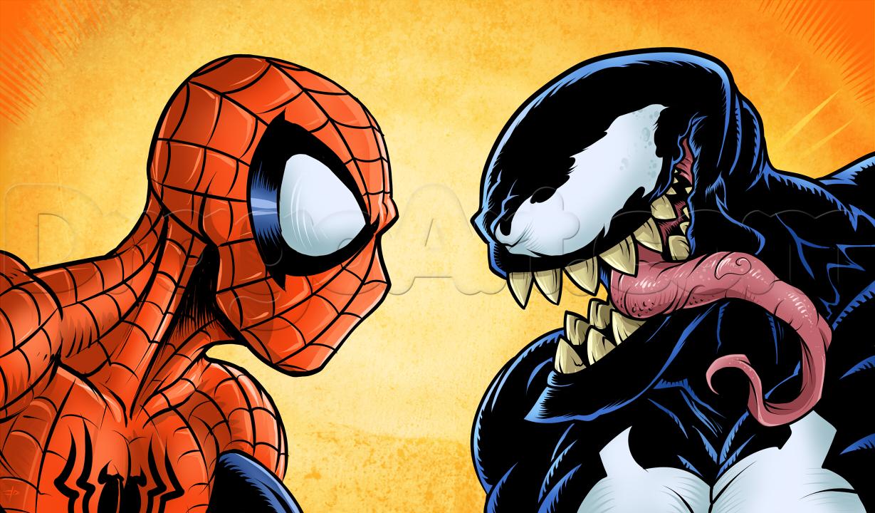 1229x720 How To Draw Spider Man Vs Venom, Step By Step, Marvel Characters