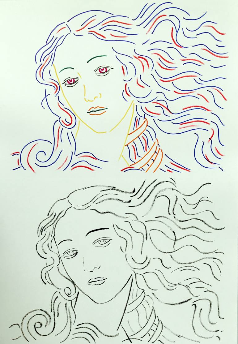 770x1112 Saatchi Art Study Of Botticelli's Venus Drawing By Zoran Poposki
