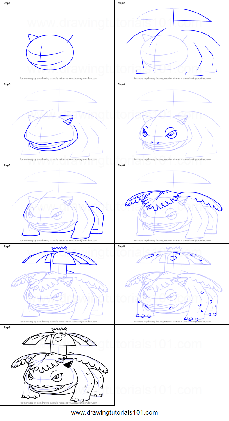 751x1376 How To Draw Venusaur From Pokemon Go Printable Step By Step