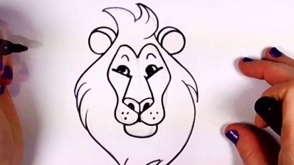 1024x576 Lion Coloring Page For Kids. How To Draw Lion For Kids Step By