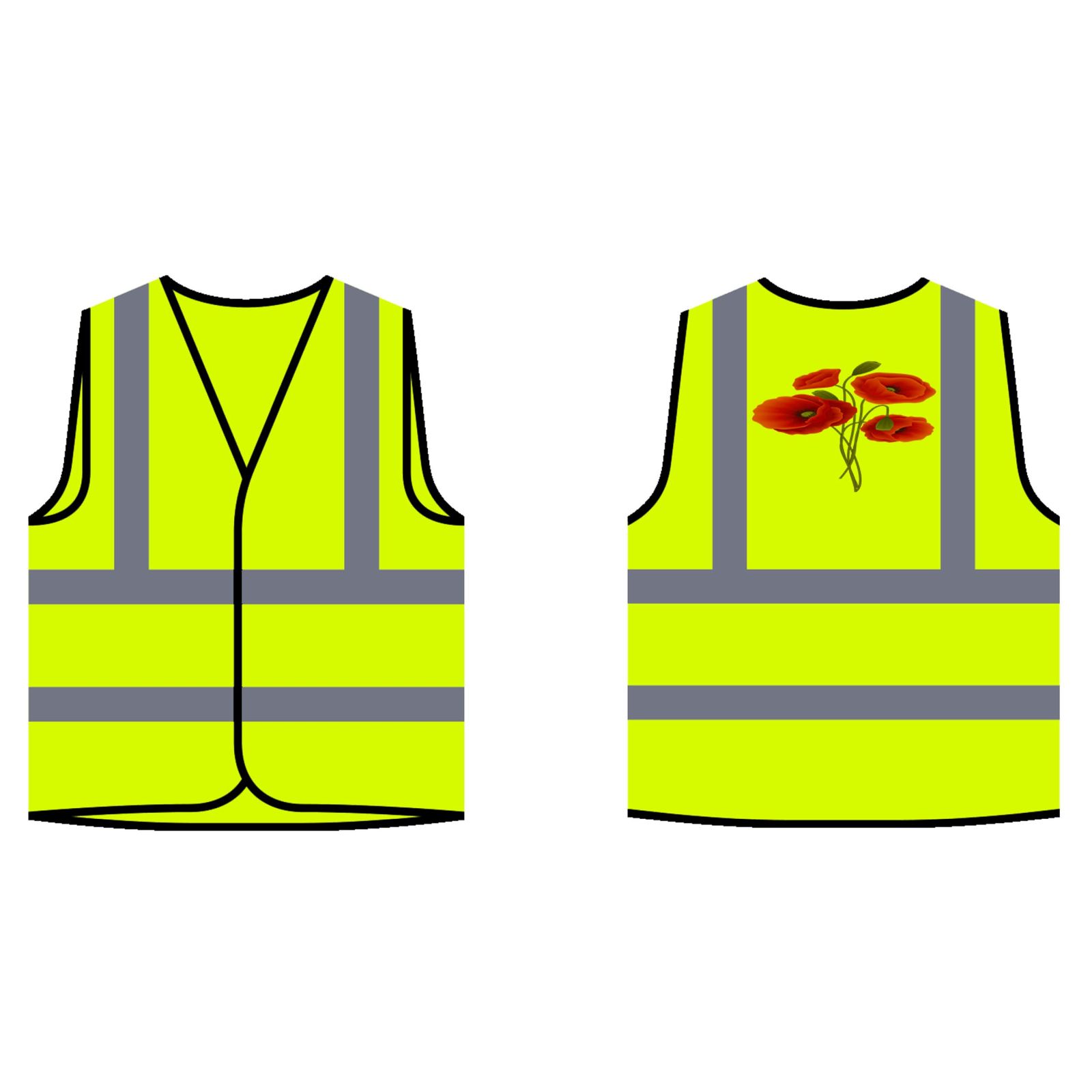 1600x1600 Poppy Flower Drawing Yellow Safety Jacket Vest V645v Ebay