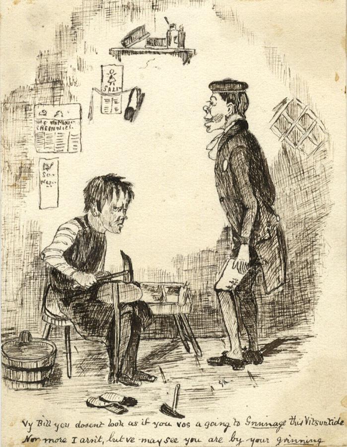 699x900 Victorian 19th Century Pen Amp Ink Cartoon Drawing, Gentleman