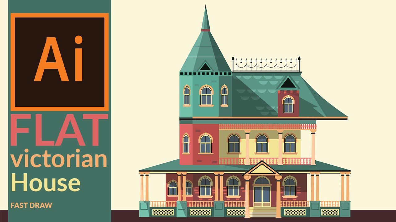 1280x720 Drawing A Victorian Era House In Illustrator
