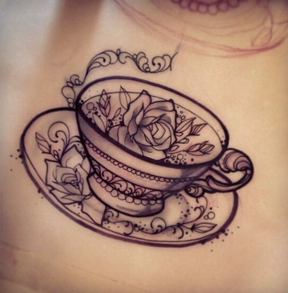564x573 Black And White Teacup Tattoos