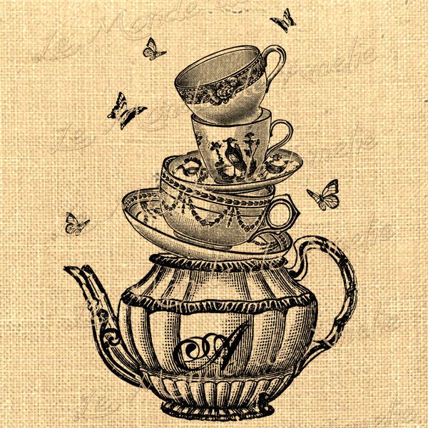 600x600 Tea With Alice Wonderland Tea Cup Mad Hatter Fantasy Graphic Art