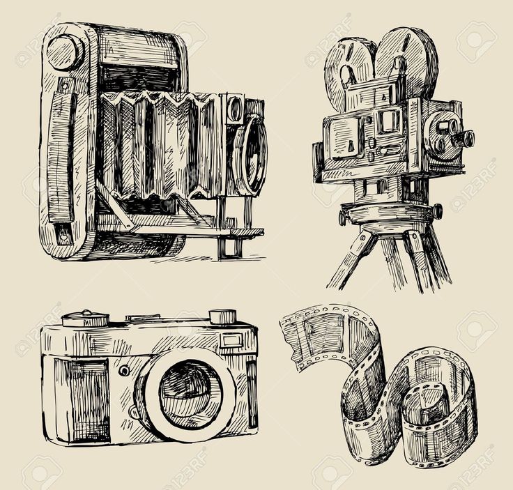 736x703 Drawing Old Camera