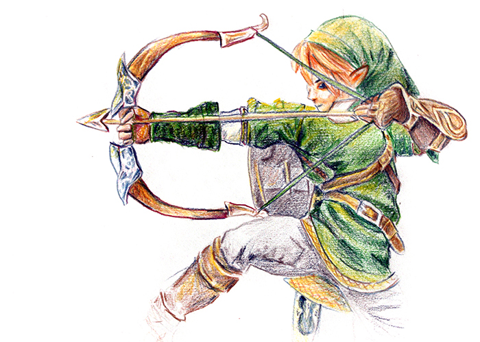 700x499 Link Bow And Arrow Color Drawing Zelda Video Game Drawings