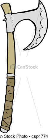 162x470 Cartoon Viking Axe Vector Illustration