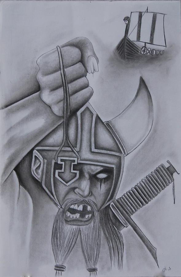 589x900 Viking Warrior Drawing By Photos By Staci Art By Douglas