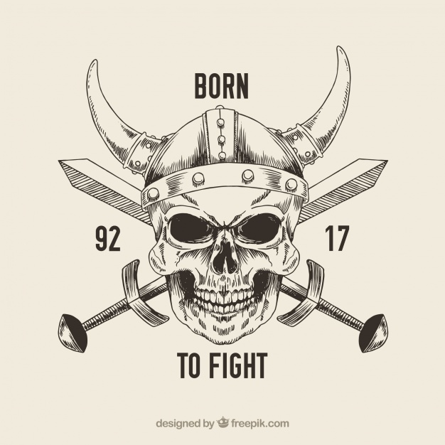 626x626 Skull With Viking Helmet And Sword Vector Free Download