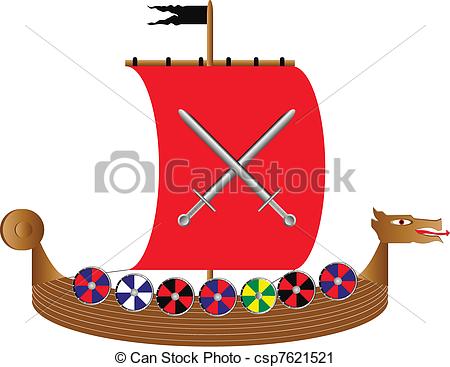 450x367 Viking Ship On White. Vector Illustration Of A Drekar Vector