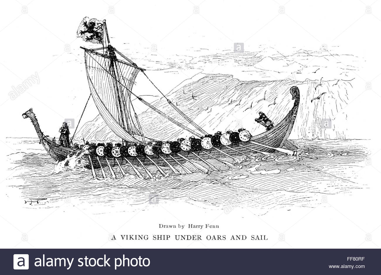 1300x939 Viking Ship, C1000 A.d. Na Viking Ship Under Oars And Sail