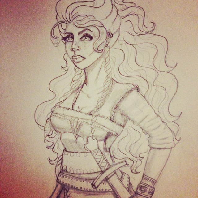 640x640 Viking Warrior Woman Sketch Shading Started